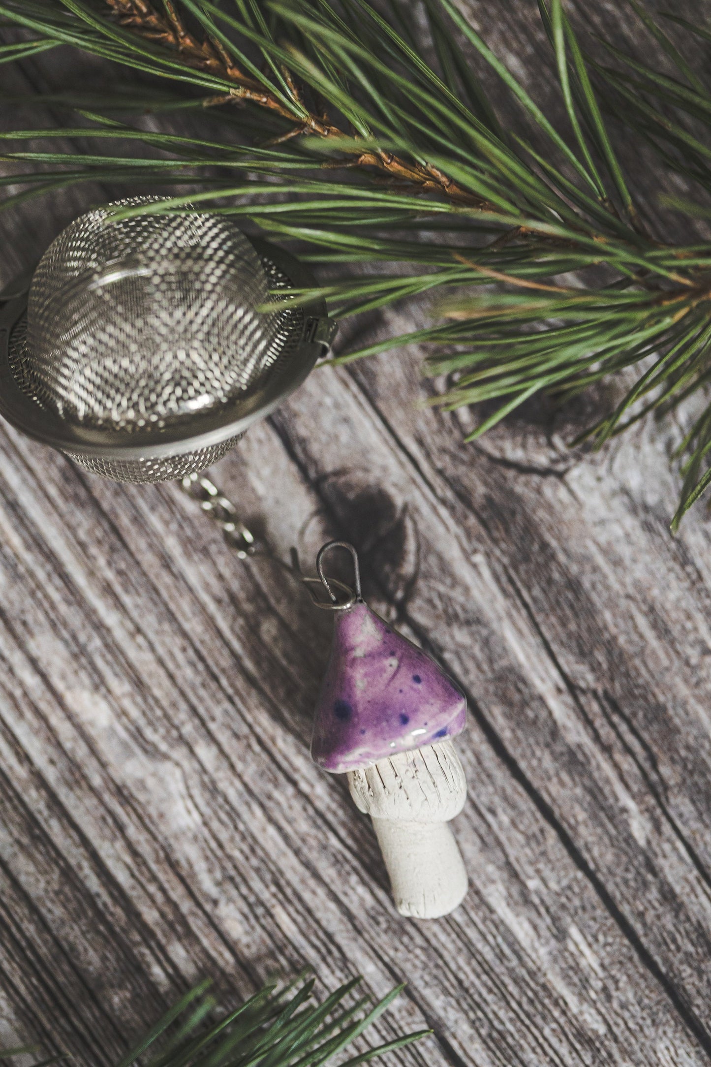 Arbatos sietelis su violetiniu grybu - Kalėdų dovana - Motinos dienos dovana - Gimtadienio dovana