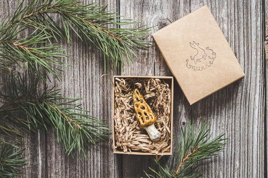 Kalėdų gyromitra grybų papuošalas - Netikras morkų grybas Kalėdų eglutės papuošimas - Keramikos grybų Kalėdų dovana