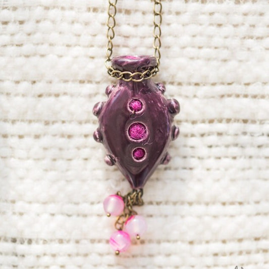 Aromatherapy ceramic necklace - Dark purple aromatherapy pendant