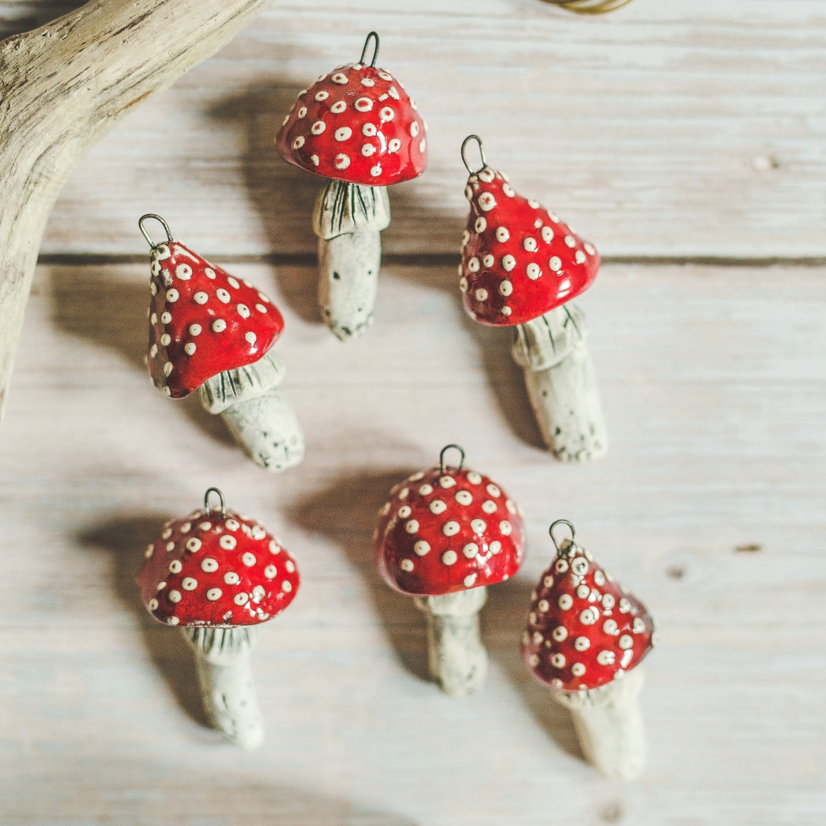 Christmas ornaments red mushrooms