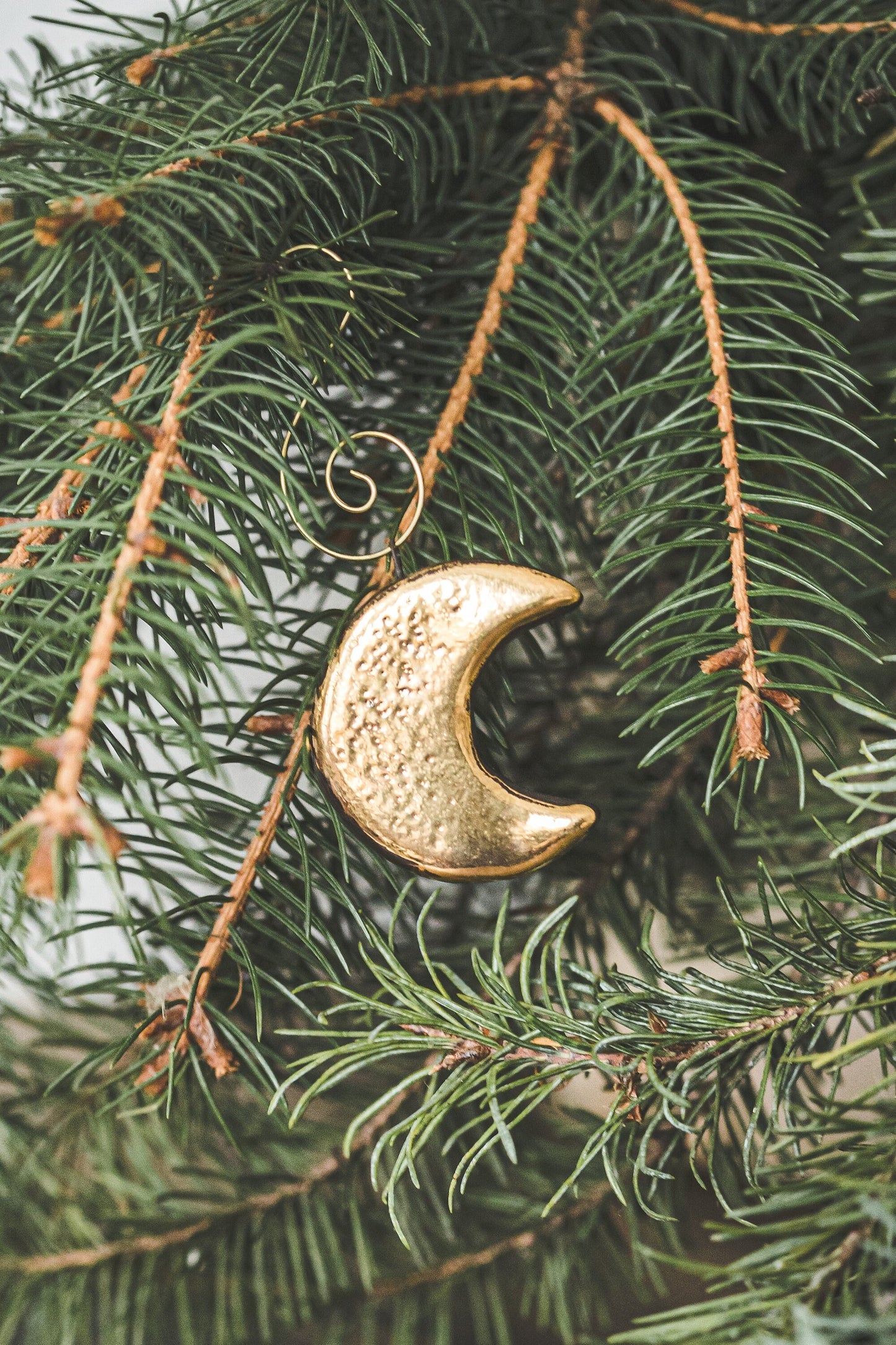 Gold plated ceramic moon Christmas ornament - Young moon Lunar Christmas decoration gift